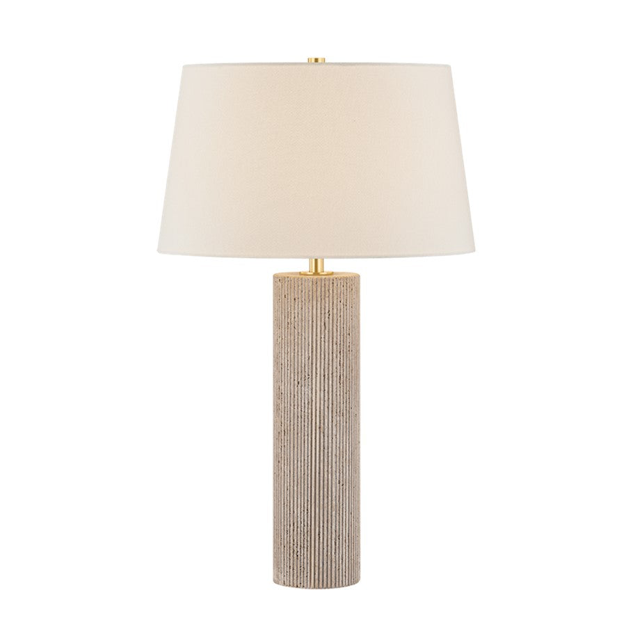 Hudson Valley Highland Mills 1Lt Table Lamp, Brass/Off White Linen - L3029-AGB