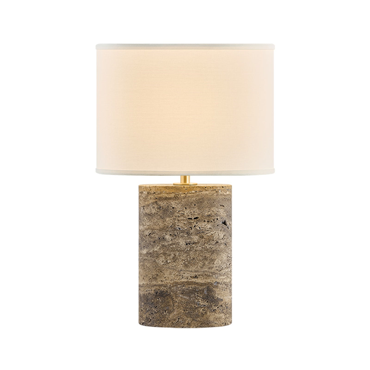 Hudson Valley Lawrence Park 21in Table Lamp | Natural Stone and Aged Brass with White Linen | Bedroom & Living Room | Model L3141-AGB
