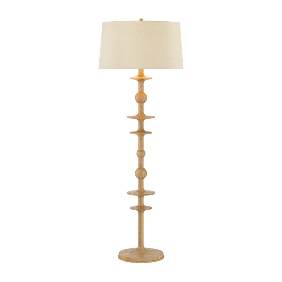 Hudson Valley Jefferson Heights 1Lt Floor Lamp, Brass/Wheat Linen - L3962-AGB