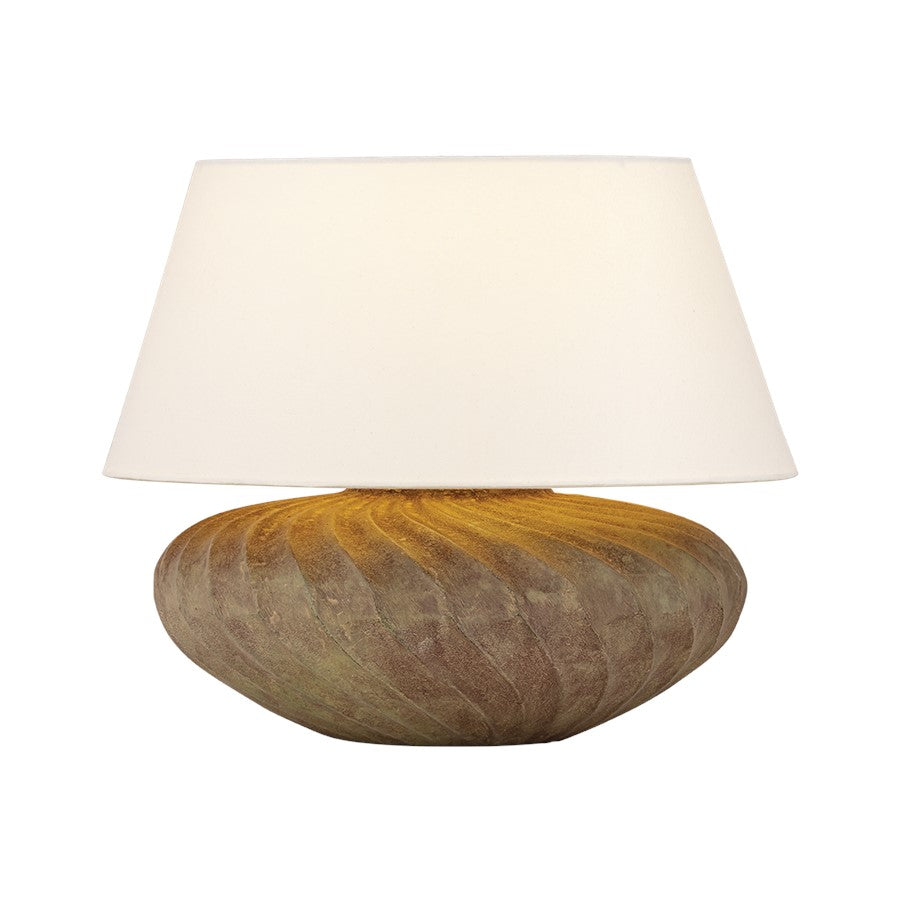 Hudson Valley Arlin 1 Light Table Lamp, Patina Brass/Off White Linen - L4017-PBR
