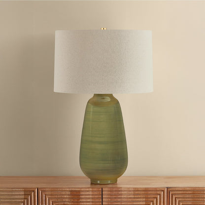 Hudson Valley Piermont 1Lt Table Lamp, Aged Brass/Wheat Linen