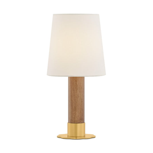 Hudson Valley Meadowbrook 1Lt Rechargeable Table Lamp, Brs/Wht Linen - L4321-AGB