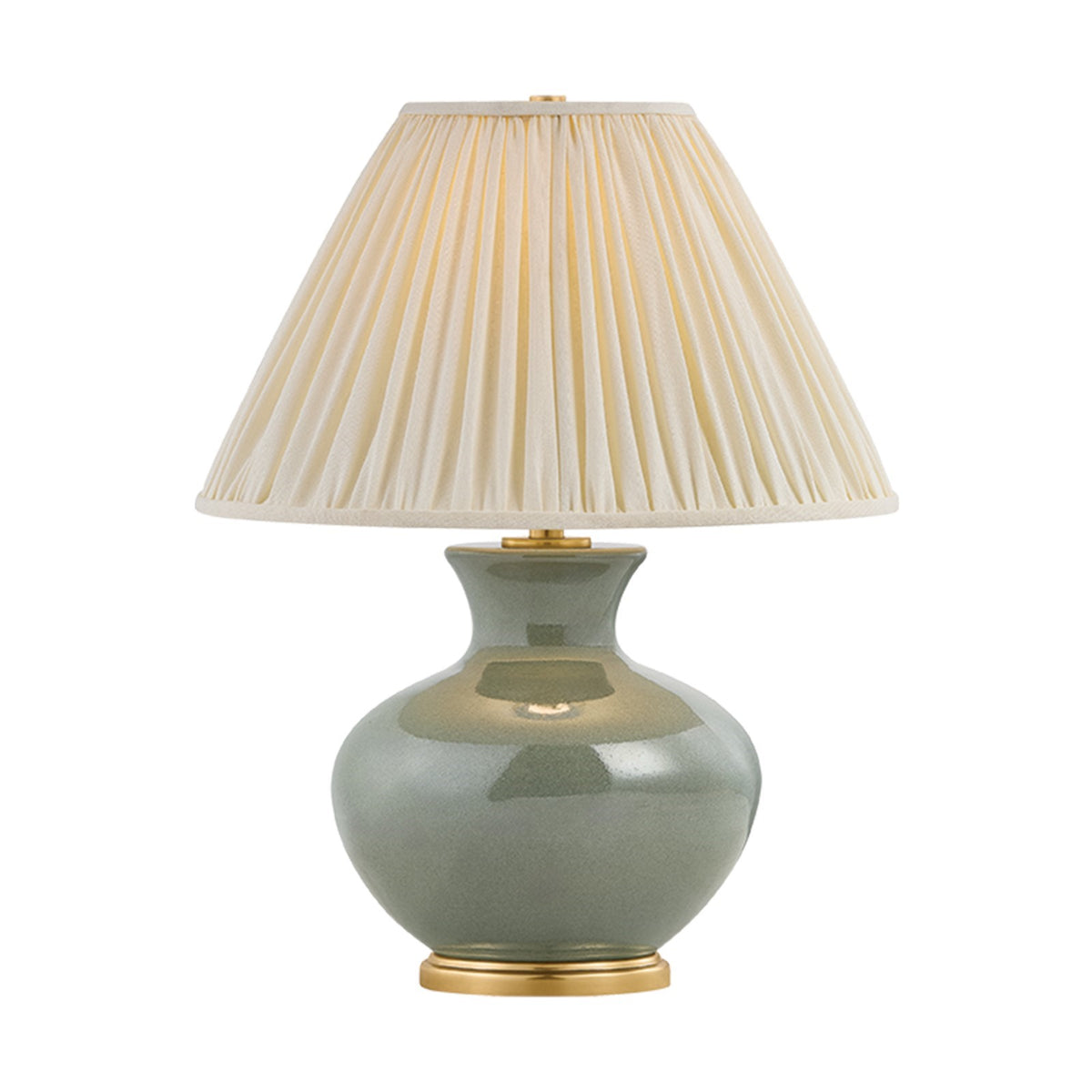 Hudson Valley Cortlandt 19in Table Lamp | Victorian Aged Brass and Clary Sage Ceramic with Cream Linen Shade | Bedroom & Living | Model L4719-AGB-CYG
