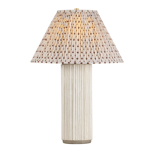 Hudson Valley Crestwood 1-Light Table Lamp | Aged Brass Ceramic Fluted Ivory and Linen Textile | Bedroom & Living Room Accent | Model L5431-AGB-CFI-P202