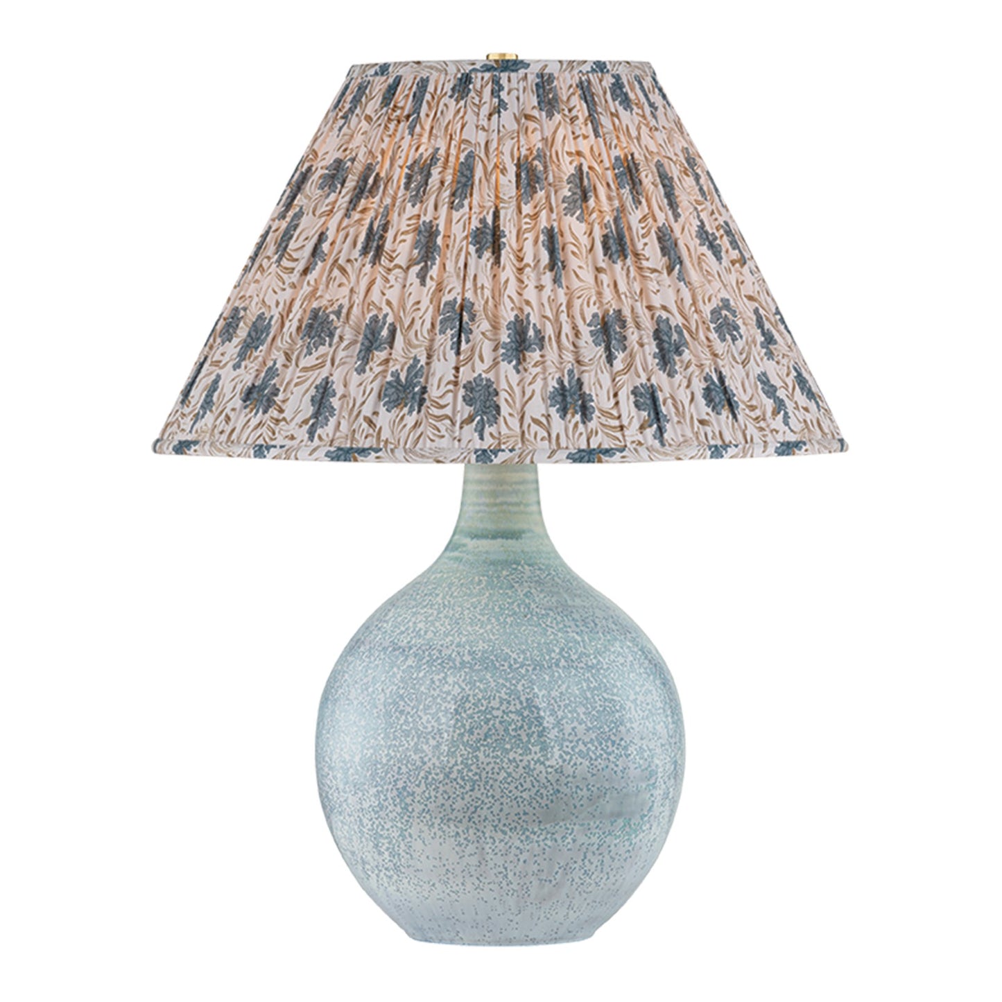 Hudson Valley Kearny 1-Light Table Lamp | Aged Brass Ceramic Reactive Seaglass and White Linen Textile | Bedroom & Living Room | Model L6227-AGB-C04-P201