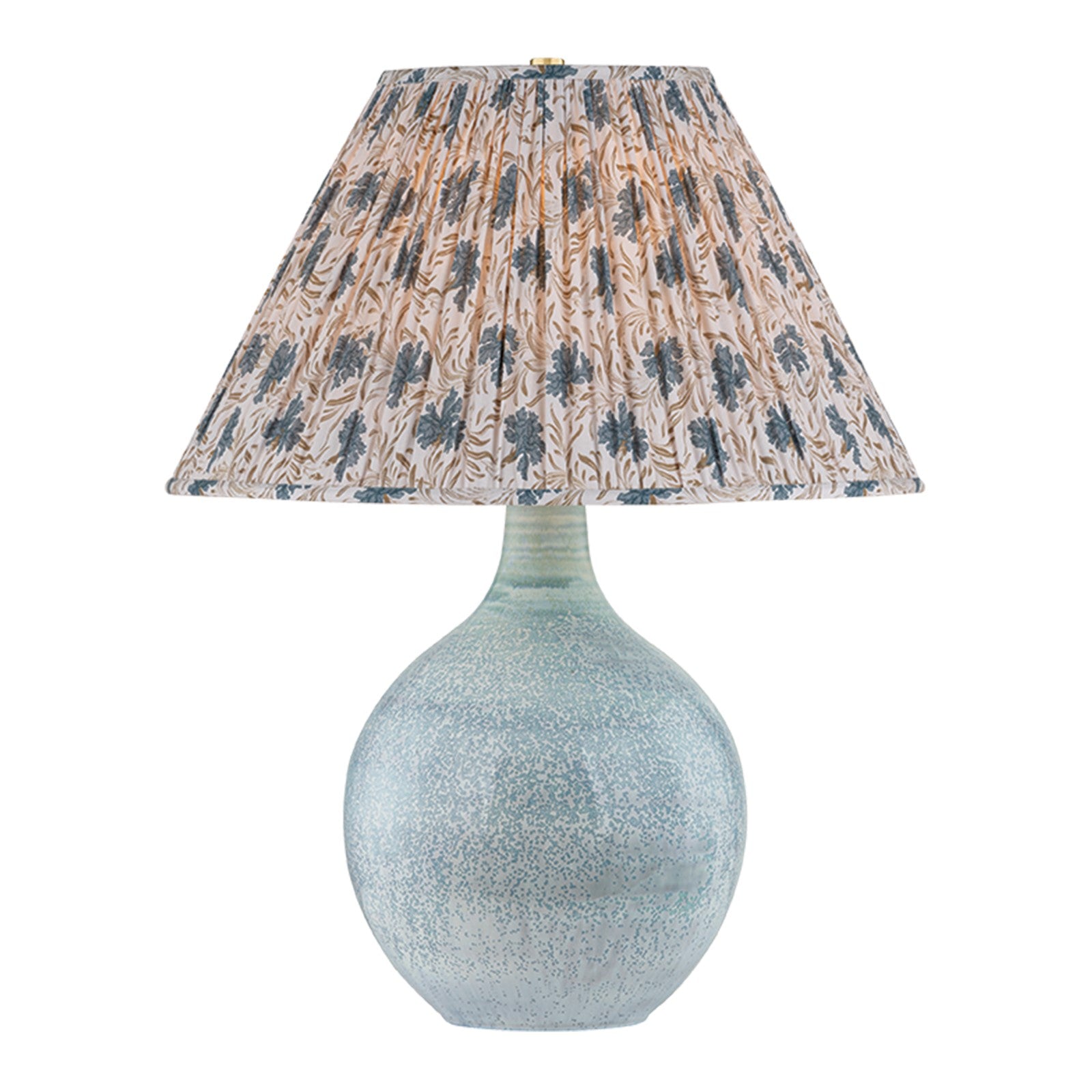 Hudson Valley Kearny 1-Light Table Lamp | Aged Brass Ceramic Reactive Seaglass and White Linen Textile | Bedroom & Living Room | Model L6227-AGB-C04-P201
