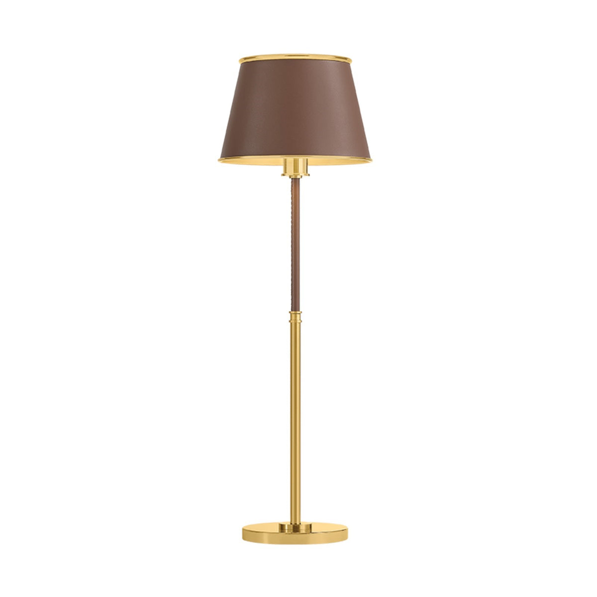 Hudson Valley Lanesville 11in 1-Light Floor Lamp | Aged Brass and Leather Textile | Bedroom & Home Office | 11 x 33.75 in | Model L6991-AGB-BR
