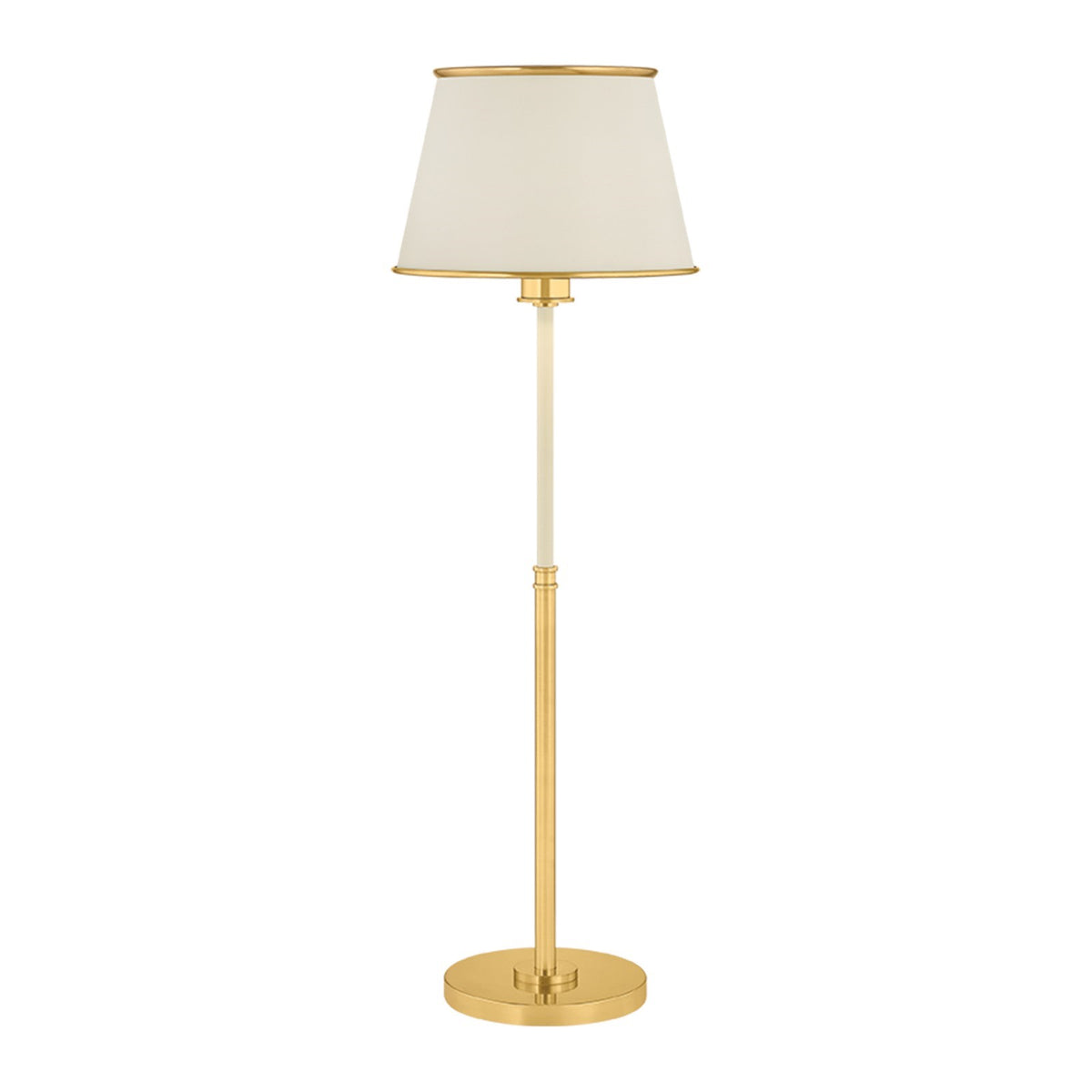 Hudson Valley Lanesville 33in 1-Light Floor Lamp | Heritage Aged Brass and Cream Leather | Bedroom & Home Office Reading | Model L6991-AGB-CR