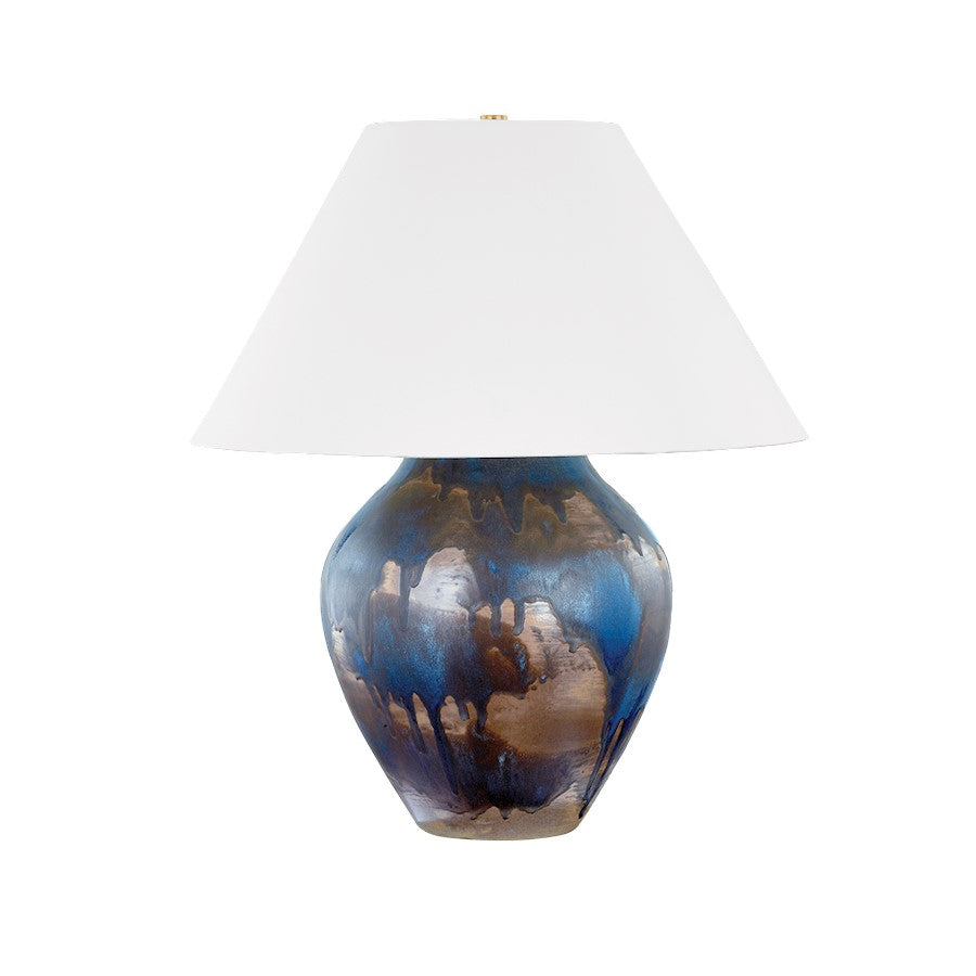 Hudson Valley Pleasantville 1Lt Lamp, Brass/Silt Blue/White - L8126-AGB-CLB