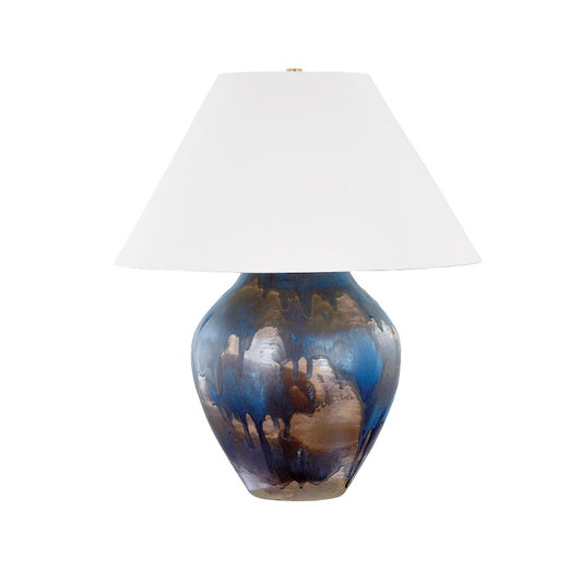 Hudson Valley Pleasantville 1Lt Lamp, Brass/Silt Blue/White - L8126-AGB-CLB