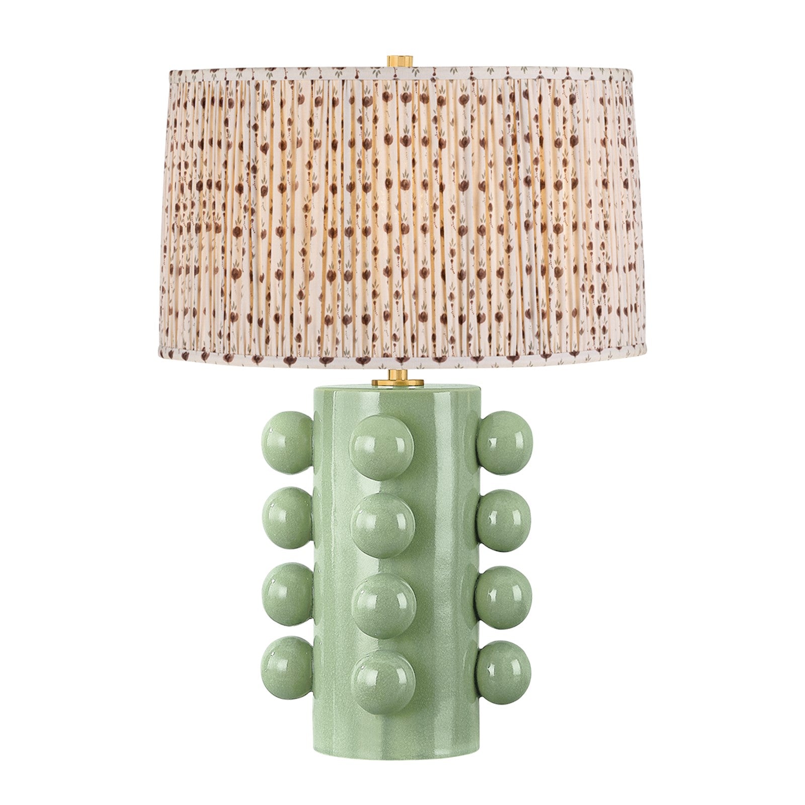 Hudson Valley Roselle 1-Light Table Lamp | Aged Brass Ceramic Moss Crackle and White Linen Textile | Bedroom & Living Room | Model L9126-AGB-CMC-P102