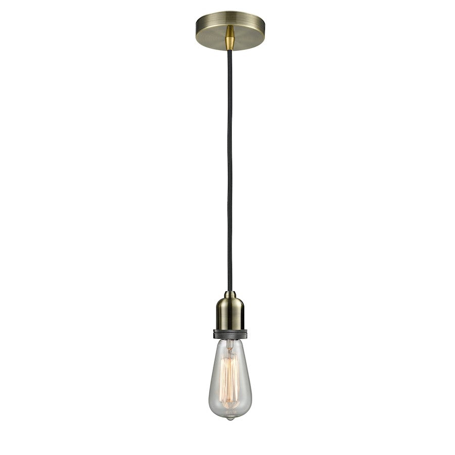Innovations Whitney Bare Bulb Mini Pendant, Ant. Brass/BK