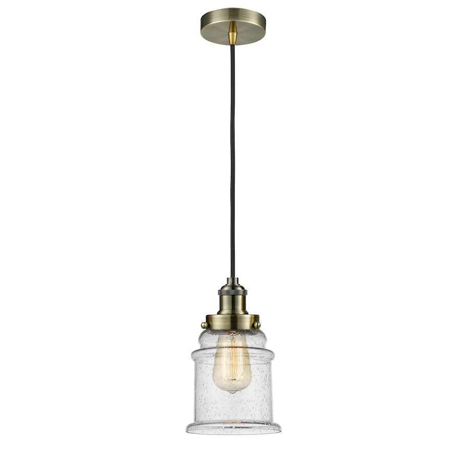 Innovations Edison Canton 8in Mini Pendant | Industrial Antique Brass and Seedy Glass | Kitchen Island & Bar Lighting | Model 100AB-10BK-1H-AB-G184