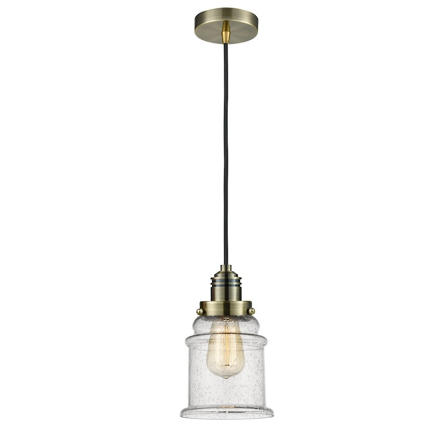 Innovations Lighting Winchester Canton 11in 2-Light Mini Pendant | Industrial Antique Brass and Seedy Glass | Kitchen | Model 100AB-10BK-2H-AB-G184