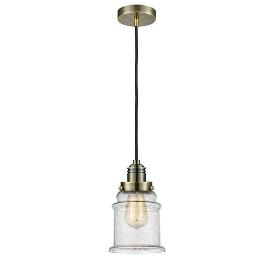Innovations Lighting Winchester Canton 11in 2-Light Mini Pendant | Industrial Antique Brass and Seedy Glass | Kitchen | Model 100AB-10BK-2H-AB-G184