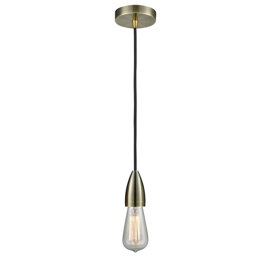 Innovations Fairchild Bare Bulb Mini Pendant, Ant. Brass/BK