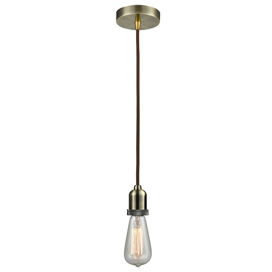 Innovations Whitney Bare Bulb Mini Pendant, Ant. Brass/Brown