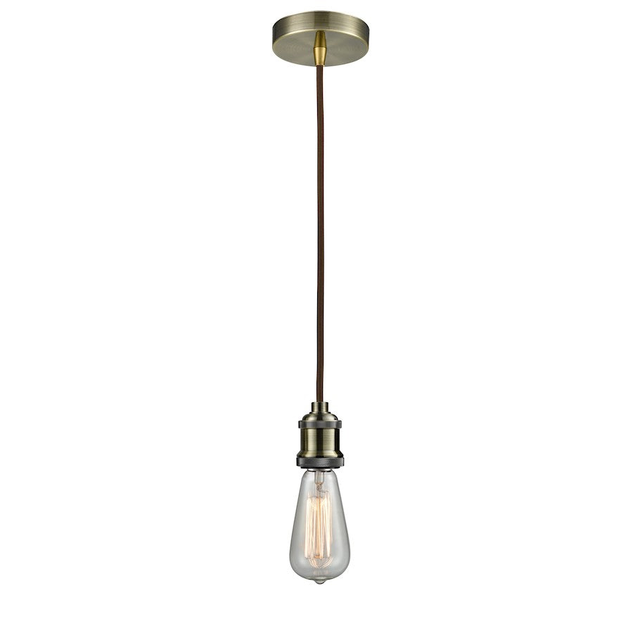 Innovations Edison Bare Bulb Mini Pendant, ABrass/Amber/Brown