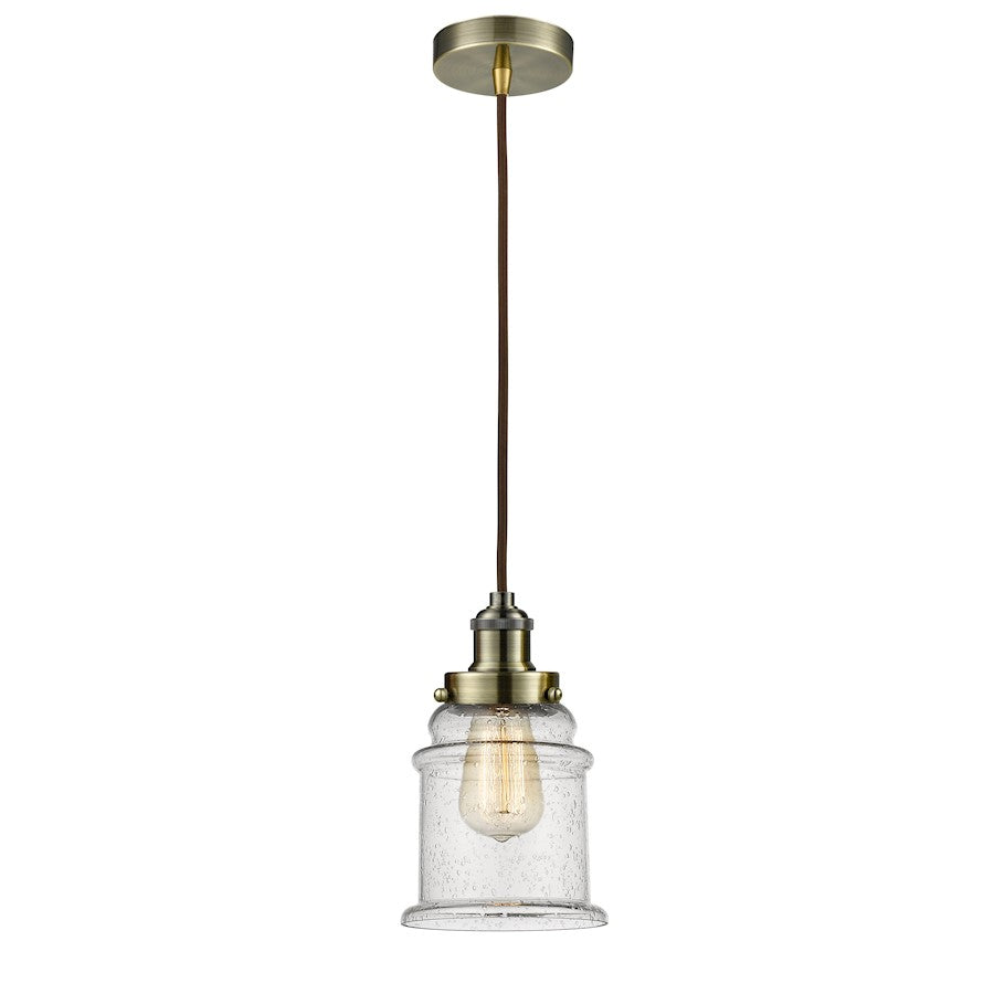 Innovations Canton 1-Light Mini Pendant | Industrial Antique Brass and Seedy Glass | Kitchen Island & Dining Room | Model 100AB-10BR-1H-AB-G184
