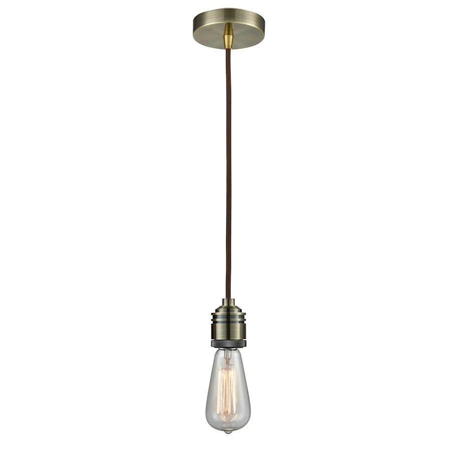 Innovations Winchester Bare Bulb Mini Pendant, Ant. Brass/Brown