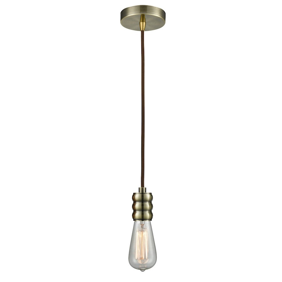 Innovations Gatsby Bare Bulb Mini Pendant, Ant. Brass/Brown