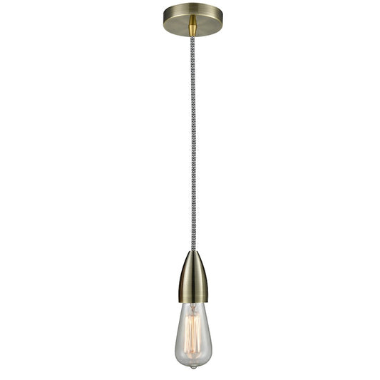 Innovations Fairchild Bare Bulb Mini Pendant, Ant. Brass/Zebra