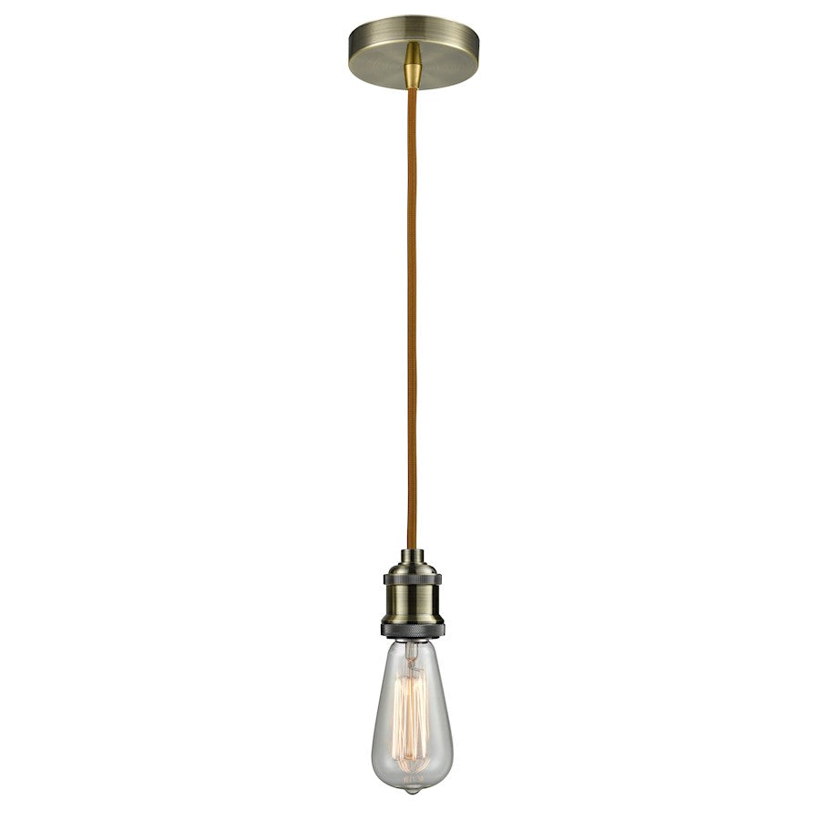 Innovations Edison Bare Bulb Mini Pendant, ABrass/Amber/Copper