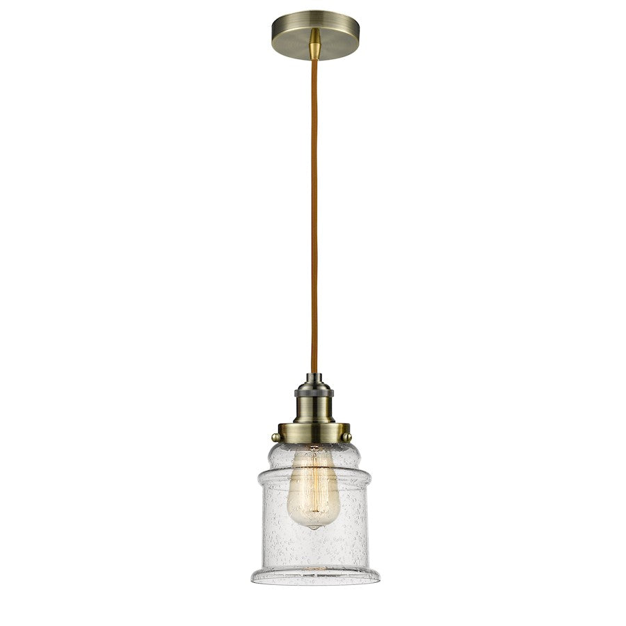 Innovations Edison Canton 11in Mini Pendant | Industrial Antique Brass and Seeded Glass | Kitchen Island & Dining Room | Model 100AB-10CR-1H-AB-G184