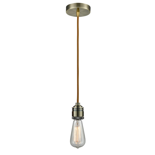 Innovations Winchester Bare Bulb Mini Pendant, ABrass/Copper