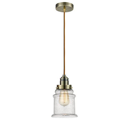 Innovations Lighting Canton 2-Light Mini Pendant | Industrial Antique Brass and Seeded Glass | Kitchen Island & Dining | Model 100AB-10CR-2H-AB-G184