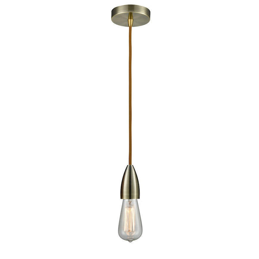 Innovations Fairchild Bare Bulb Mini Pendant, Ant. Brass/Copper