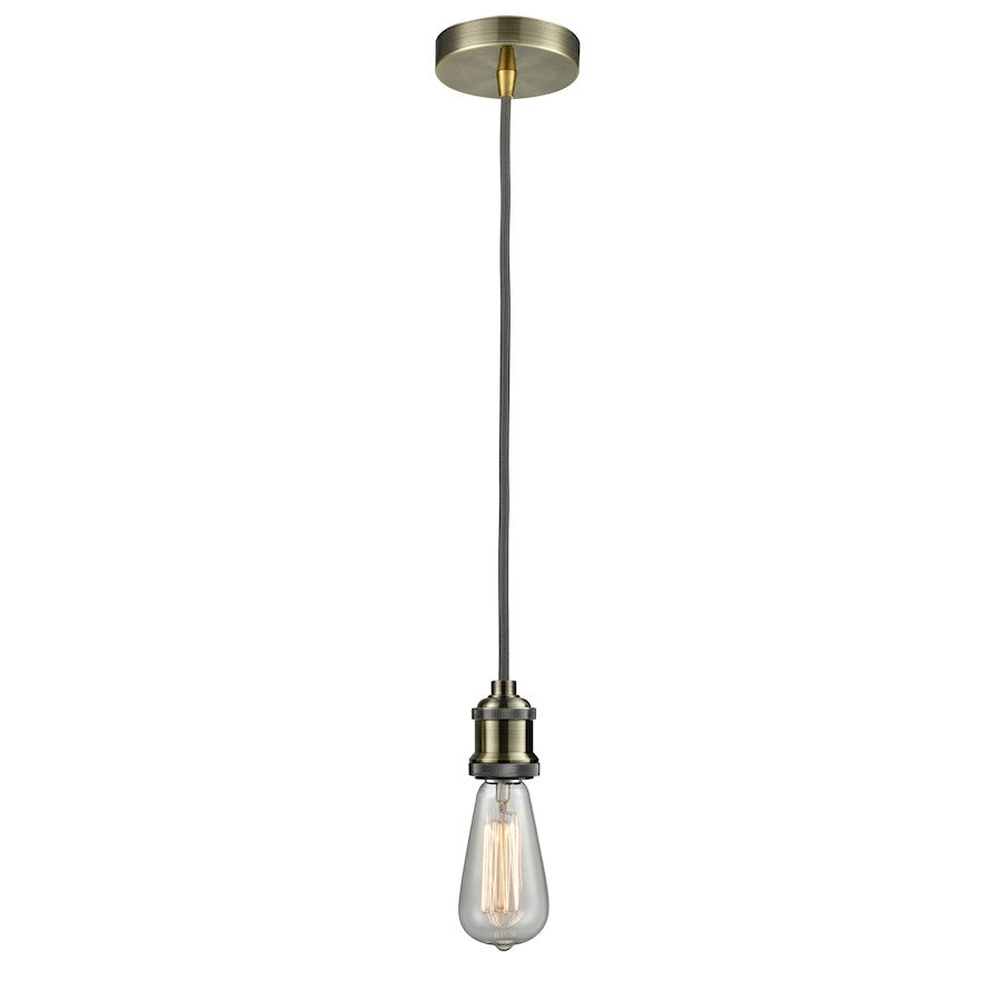 Innovations Edison Bare Bulb Mini Pendant, ABrass/Amber/Gray