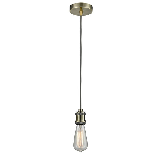 Innovations Edison Bare Bulb Mini Pendant, ABrass/Amber/Gray