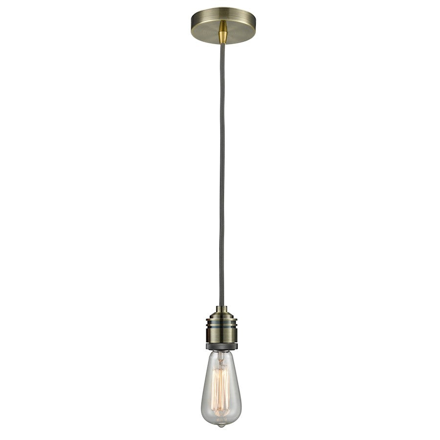 Innovations Winchester Bare Bulb Mini Pendant, Ant. Brass/Gray