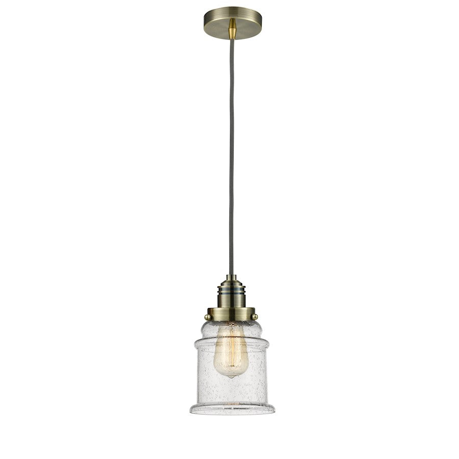 Innovations Canton 2-Light Mini Pendant | Industrial Antique Brass and Seeded Glass | Kitchen Island & Dining Room | Model 100AB-10GY-2H-AB-G184