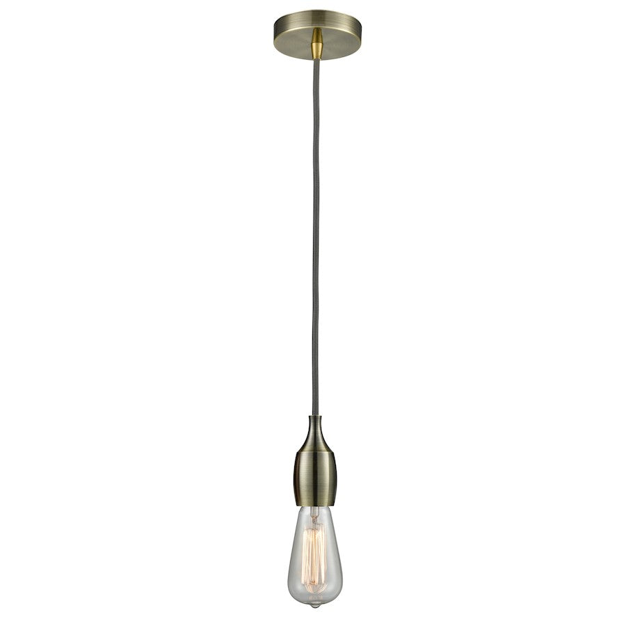 Innovations Chelsea Bare Bulb Mini Pendant, ABrass/Amber/Gray