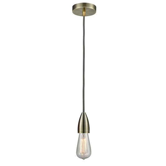 Innovations Fairchild Bare Bulb Mini Pendant, Ant. Brass/Gray