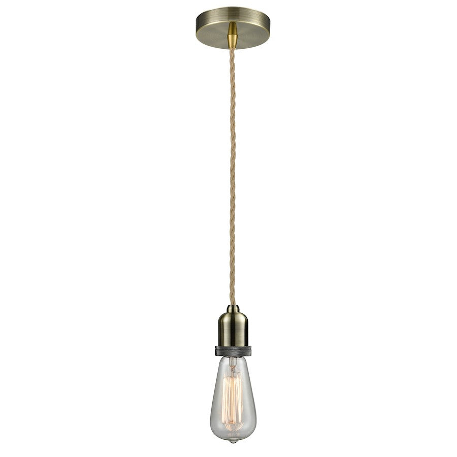 Innovations Whitney Bare Bulb Mini Pendant, Ant. Brass/Rope