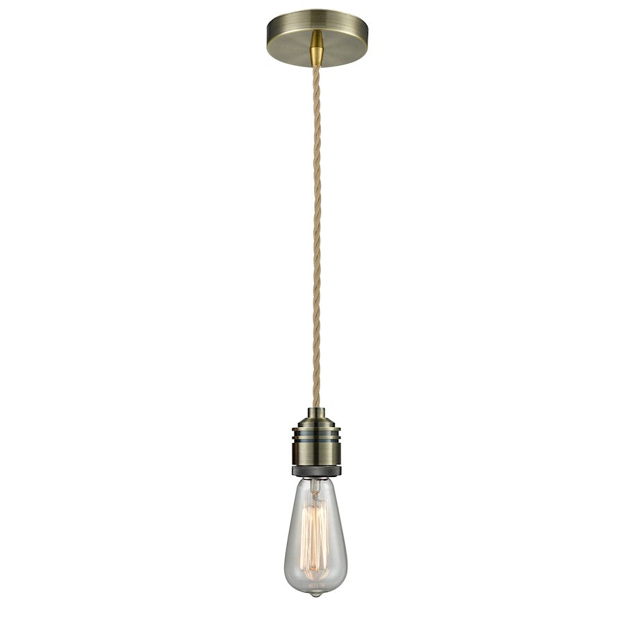 Innovations Winchester Bare Bulb Mini Pendant, Ant. Brass/Rope