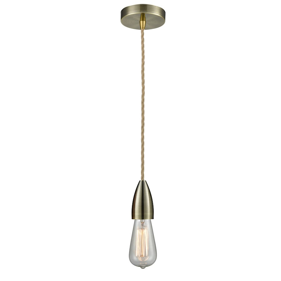 Innovations Fairchild Bare Bulb Mini Pendant, Ant. Brass/Rope