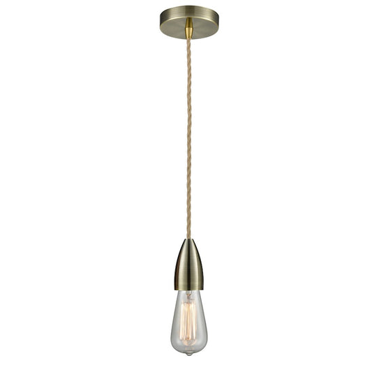 Innovations Fairchild Bare Bulb Mini Pendant, Ant. Brass/Rope