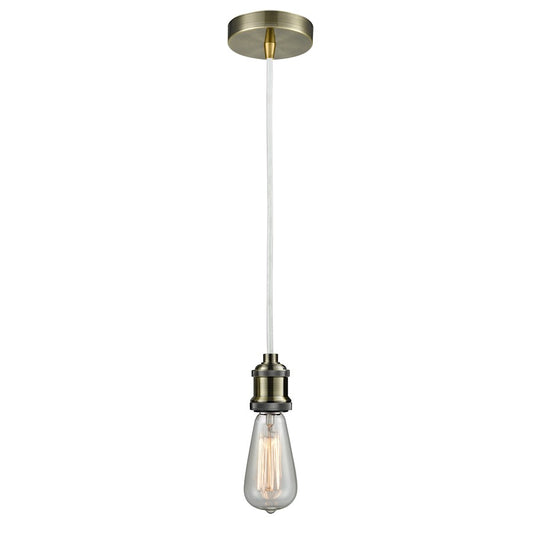 Innovations Edison Bare Bulb Mini Pendant, Ant. Brass/Amber/WH