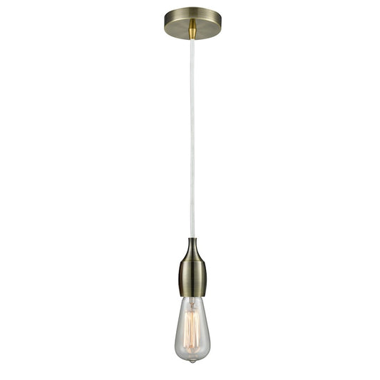 Innovations Chelsea Bare Bulb Mini Pendant, Ant. Brass/Amber/WH