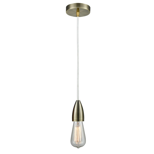Innovations Fairchild Bare Bulb Mini Pendant, Ant. Brass/WH