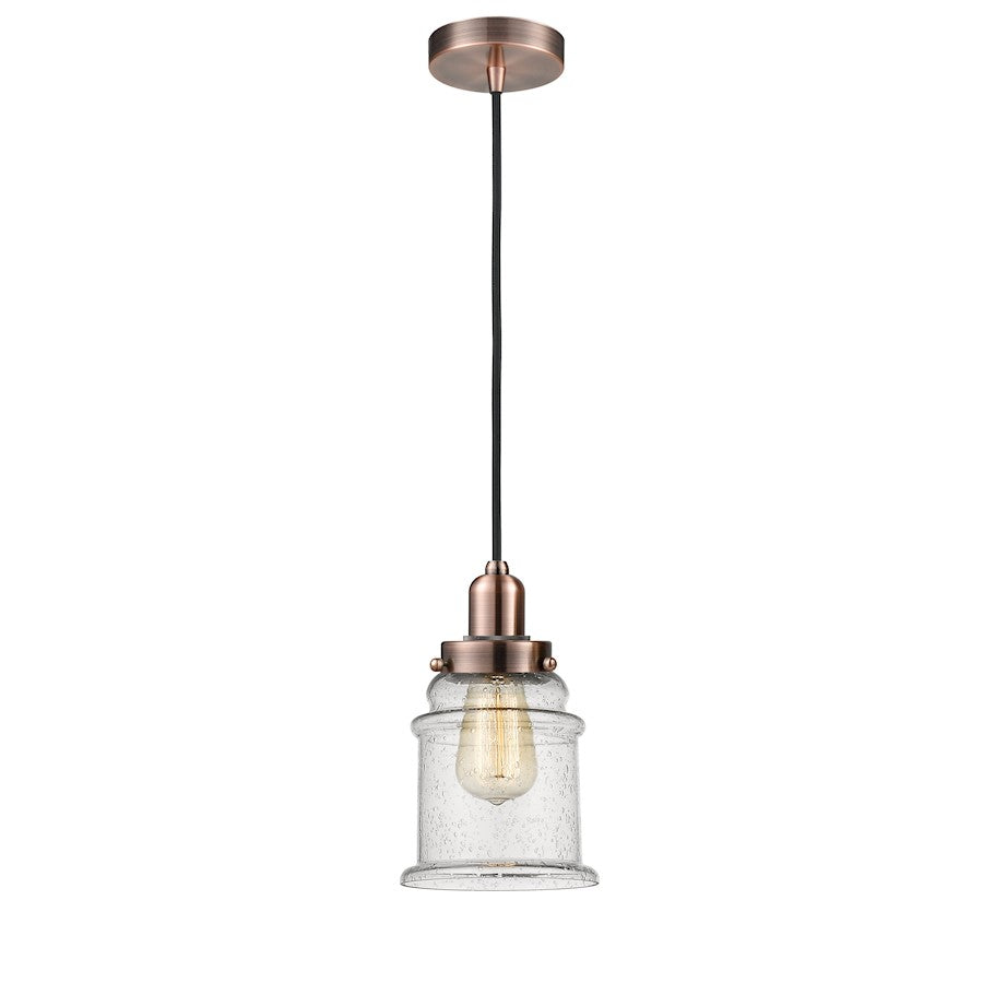Innovations Canton 8in 1-Light Mini Pendant | Industrial Antique Copper and Seedy Glass | Kitchen Island & Dining Room | Model 100AC-10BK-0H-AC-G184