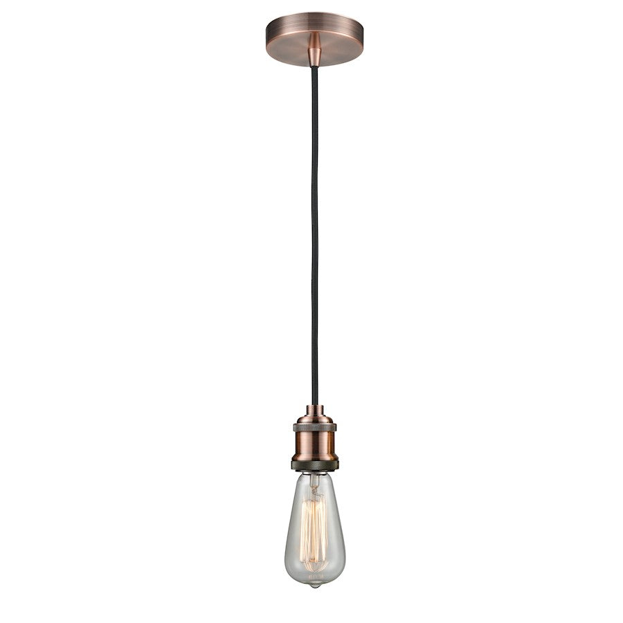 Innovations Edison Bare Bulb Mini Pendant, Ant. Copper/Amber