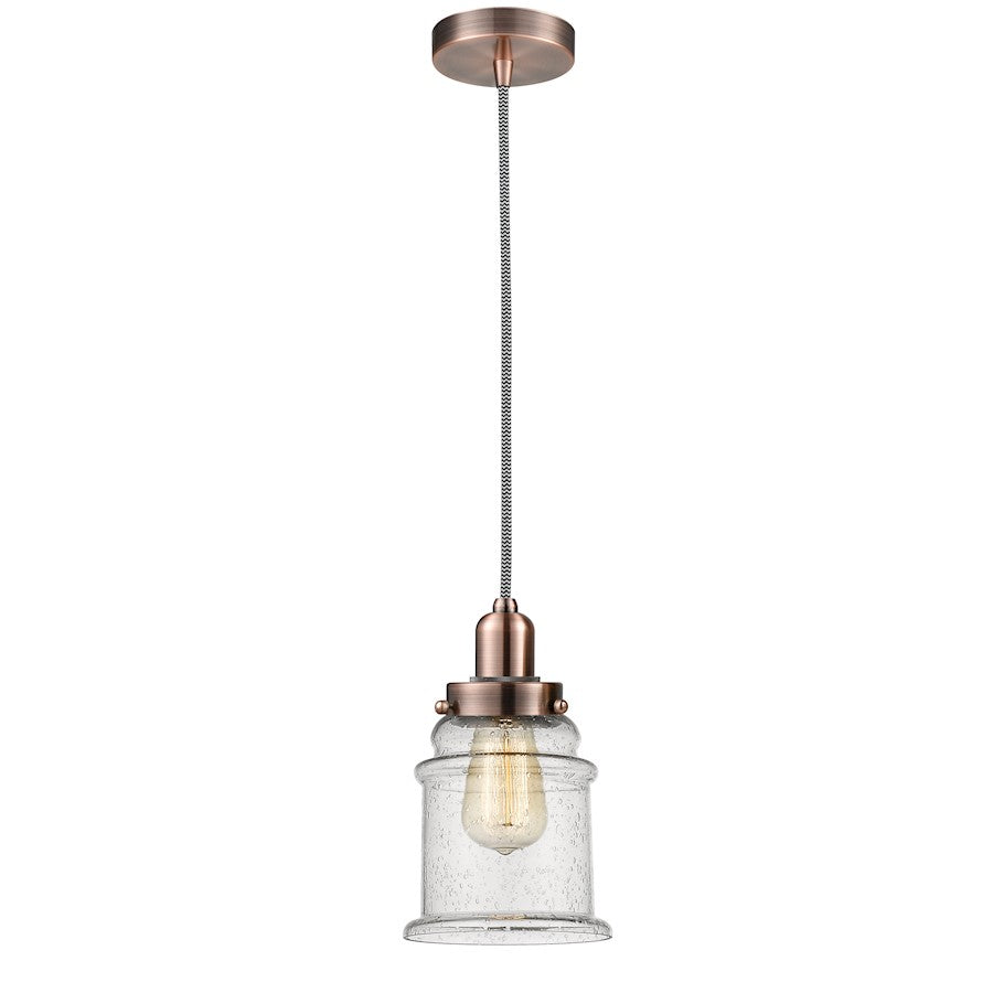 Innovations Whitney 11in 1-Light Mini Pendant | Industrial Antique Copper and Seedy Glass | Kitchen Island & Dining | Model 100AC-10BW-0H-AC-G184