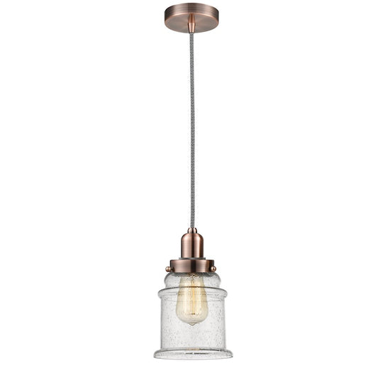 Innovations Whitney 11in 1-Light Mini Pendant | Industrial Antique Copper and Seedy Glass | Kitchen Island & Dining | Model 100AC-10BW-0H-AC-G184