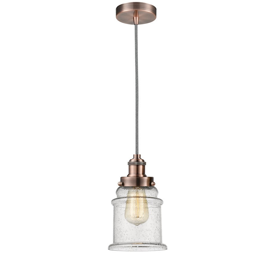 Innovations Edison Canton 8in Mini Pendant | Industrial Antique Copper and Seeded Glass | Kitchen Island & Dining Room | Model 100AC-10BW-1H-AC-G184