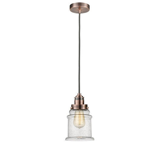 Innovations Canton 2-Light Mini Pendant | Industrial Antique Copper and Seedy Glass | Kitchen Island & Dining Room | Model 100AC-10GY-2H-AC-G184